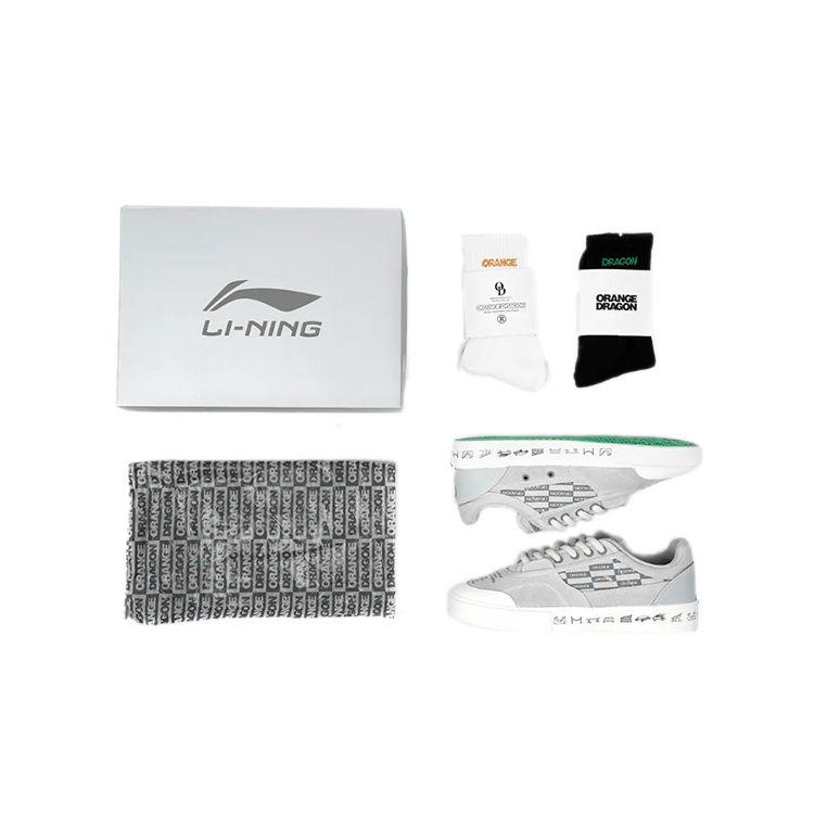 Li Ning 50/50 Trendy Casual Low-Top Skate Shoes Limited Edition Men Sneakers Gray White AECS045-4