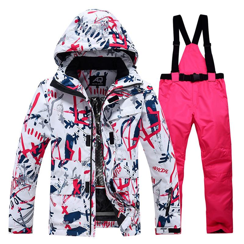Зимний мужской и женский лыжный костюм, уличный теплый ветрозащитный водонепроницаемый костюм для катания на лыжах, сноуборде, мужская и женская лыжная куртка, лыжные штаны, зимний комбинезон