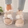 Толстая подошва Бант Кролик Плюшевые Хлопковые Туфли Домашние Женские Домашние Простые Теплые Зимние Ботинки Нескользящие