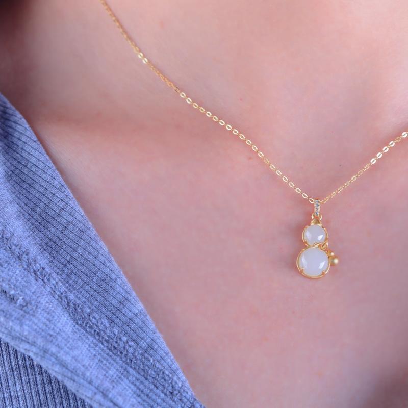 Танциз Стерлингового Серебра 925 Классическое Женское Нефритовое Ожерелье Кулон Циркон Модный Подарок