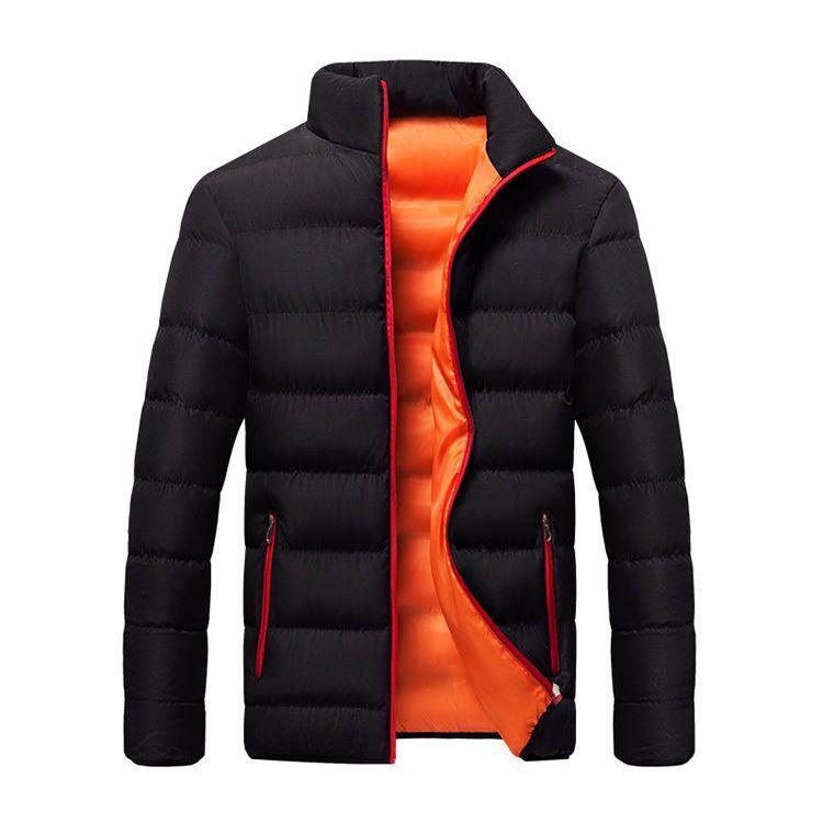 Brand Men's Thick Warm Down Cotton Jacket - Autumn/Winter Casual Stand Collar, Slim Fit.
