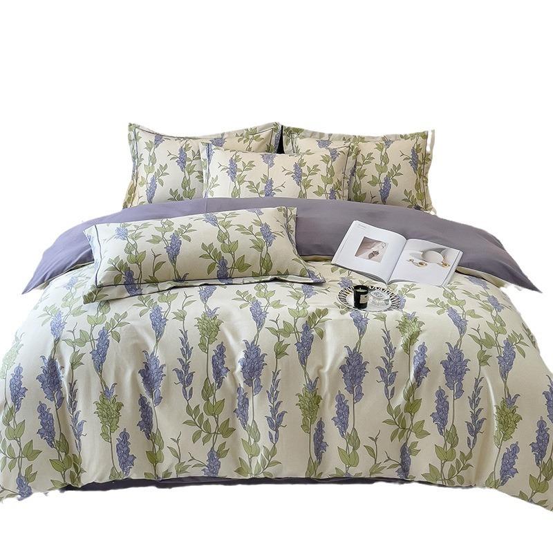 Утолщенный хлопок с начесом, четырехсекционный пододеяльник с цветочным принтом, хлопковое постельное белье с пасторальным принтом, пододеяльник
