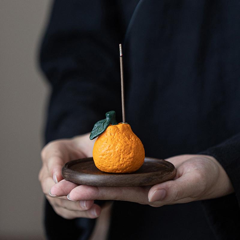 Креативная керамическая оранжевая подставка для благовоний Креативная курильница для благовоний Деревянная тарелка для благовоний Пепельница Буддийские принадлежности Домашний декор