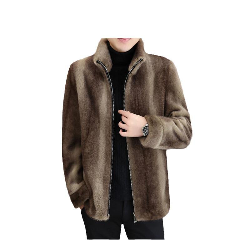 2023 Men's Short Winter Fur Coat - Thick Imitation Tiger and Mink Fur Jacket
