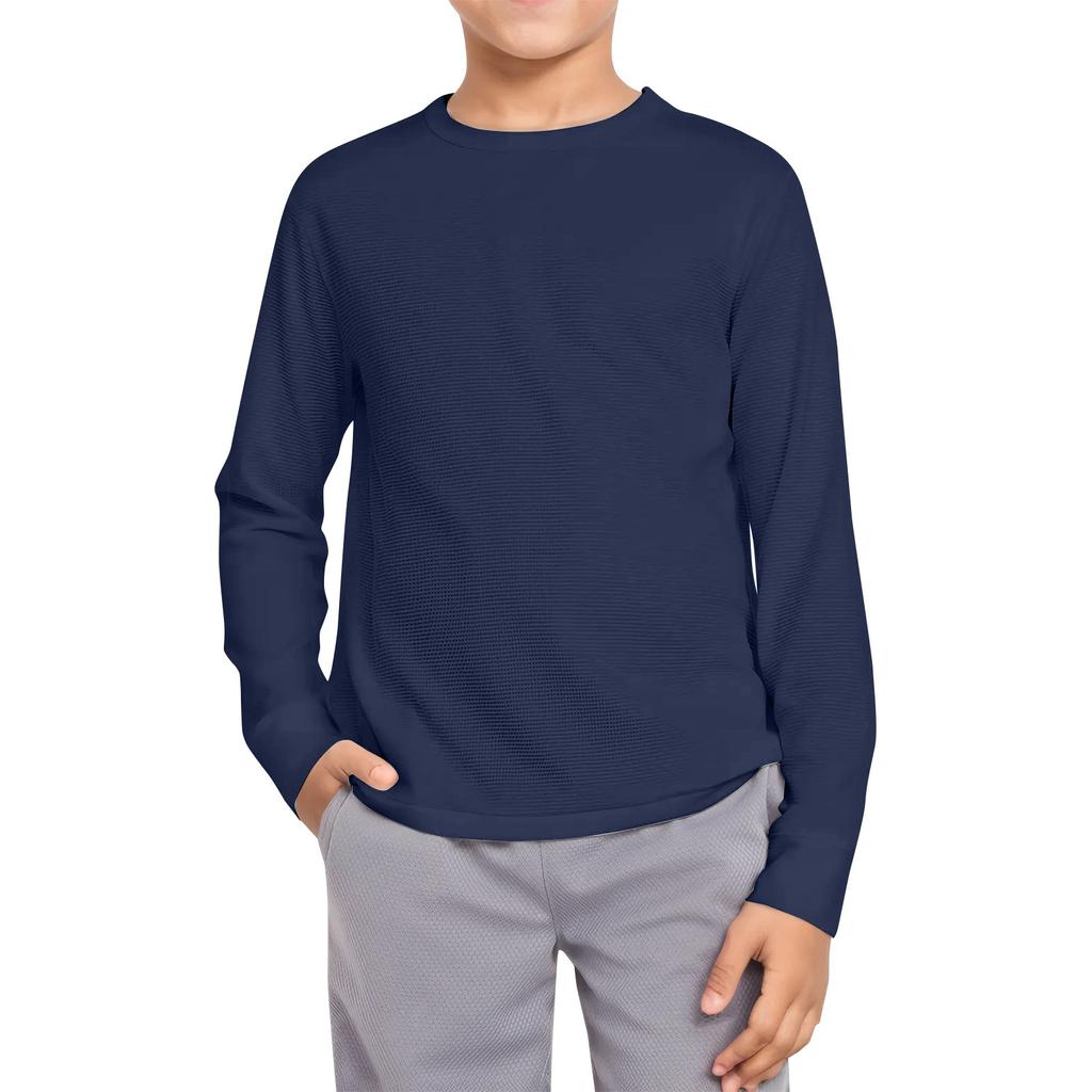 Мальчики Повседневная мода Круглый вырез Длинный рукав Однотонный топ