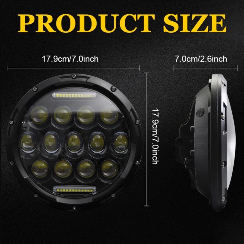 Universal 7'' Round LED Headlight for LJ 1997-2018 SUV Car Fog Light LED Headlights ith /Lo Beam DRL Eye