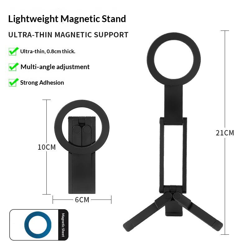 8mm Ultra Thin Magnetic Phone Stand Foldable Tripod Adjustable Angle Desktop Cellphone Holder