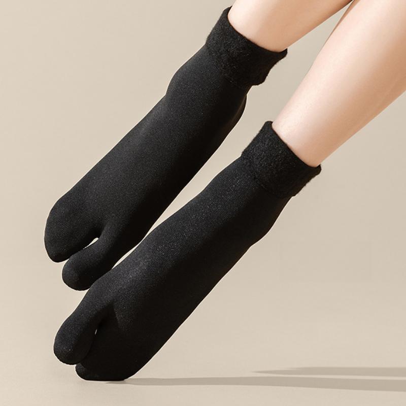 Женские плюшевые и утолщенные носки с раздельным пальцем, двухпалые носки, носки средней длины, хлопковые носки с влагоотводящим эффектом, длинные носки