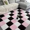 15Pcs Interlocking Fluffy Tiles with Border Square Rug Plush Puzzle Foam Floor Mat for Kids Thick Bedroom Floor Decoration