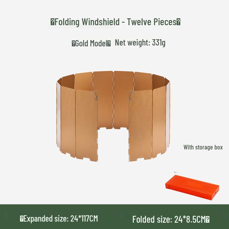 Портативная трехсекционная походная плита с ветрозащитой - Большой концентратор тепла