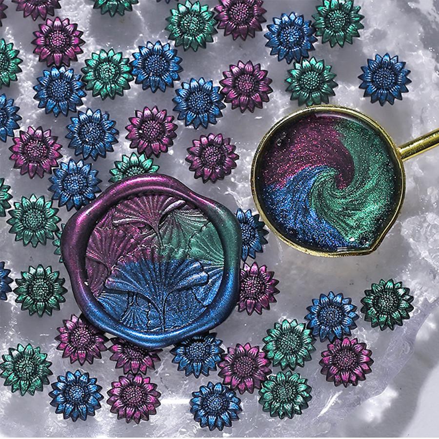 100 шт./пакет, воск для сургуча цвета Авроры, подсолнух, смешанные цвета, для свадебных приглашений, конвертов, упаковки винных подарков