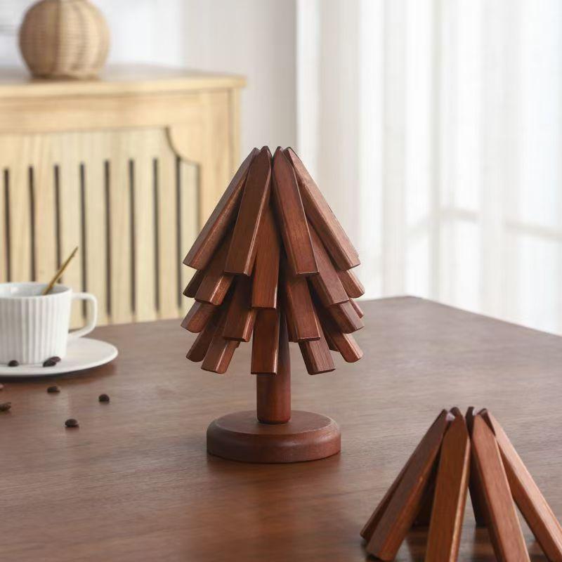 Tree Design Heat Resistant Coaster Set - Natural Wood Placemats for Cups & Bowls, Creative Anti - Scratch Table Decor