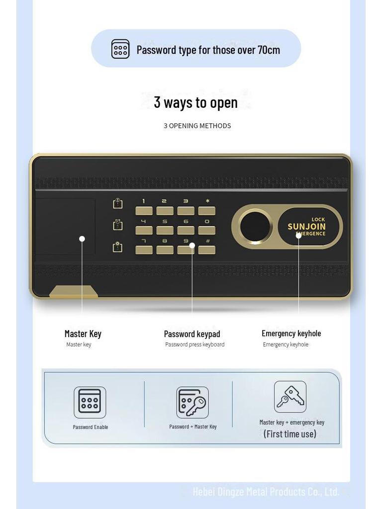 Tiger Brand All-Steel Fingerprint Safe for Home/Office - Anti-Theft Small Safe Deposit Box