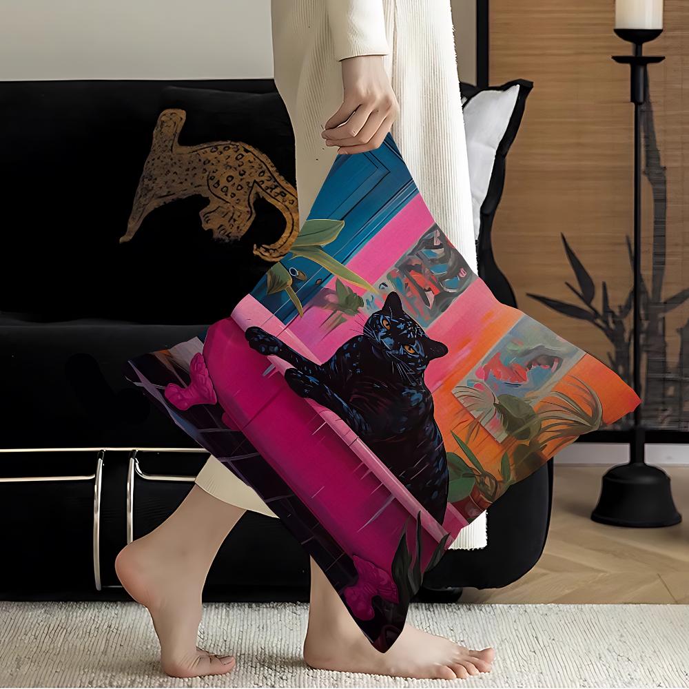 Colorful Bathtub Animal Tiger Zebra Black Cat Pillow Cover Sofa Cushion Cover Home Room Decoration Children Gift