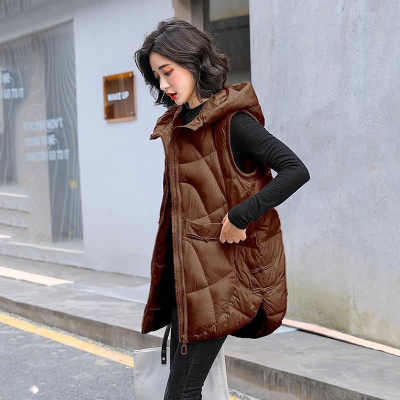 Women Autumn Winter Outwear Thicken Waistcoat Cotton Padded Hooded Sleeveless Jacket Coat Vest