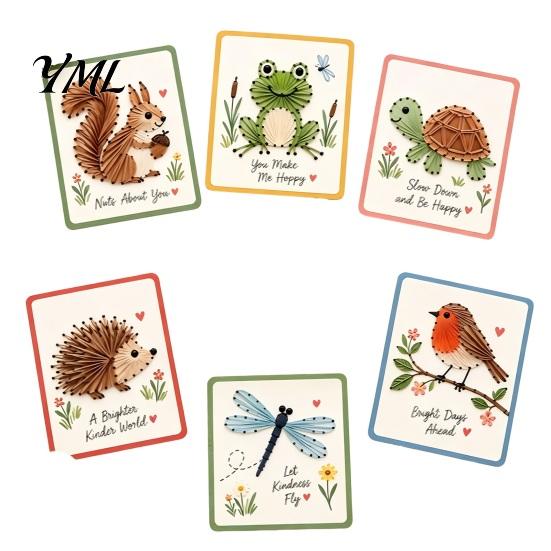 Diy Paper Crafts Garden Animal Stitching Card Kit, DIY Stitch by Pattern Craft Set Hand, Thread Embroidery Greeting Kit for Adults Beginners