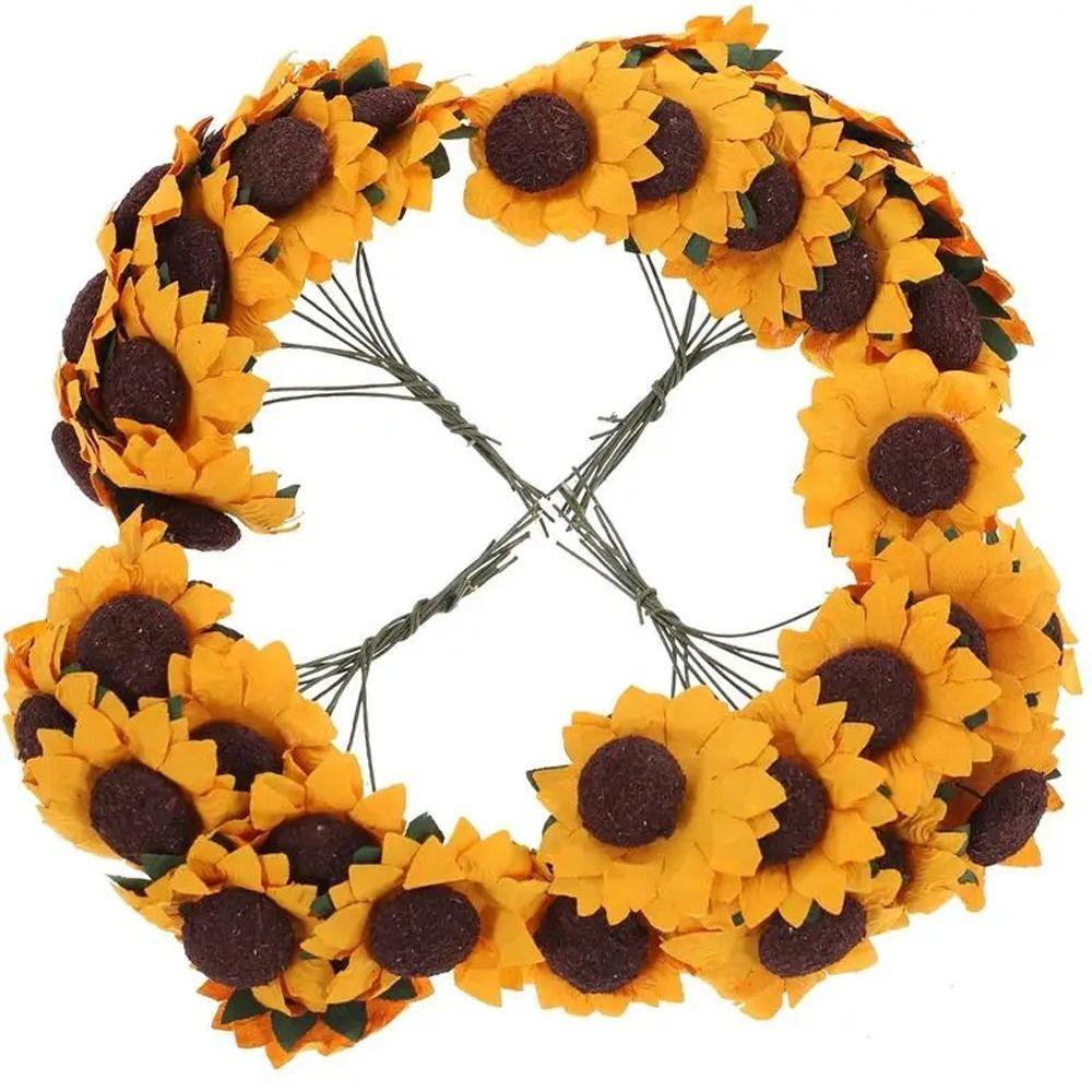 100pcs Handmade Artificial Sunflower Paper Flower Realistic Fake Flower  Wedding