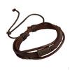 Women Multi Strand String Pull Tie Bracelet Braided PU Leather