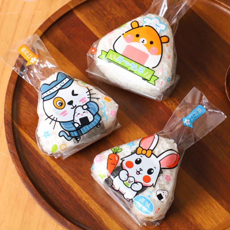 100 шт., симпатичный мультяшный треугольный пакет для упаковки рисовых шариков, водоросли, онигири, суши, инструменты, принадлежности для бэнто