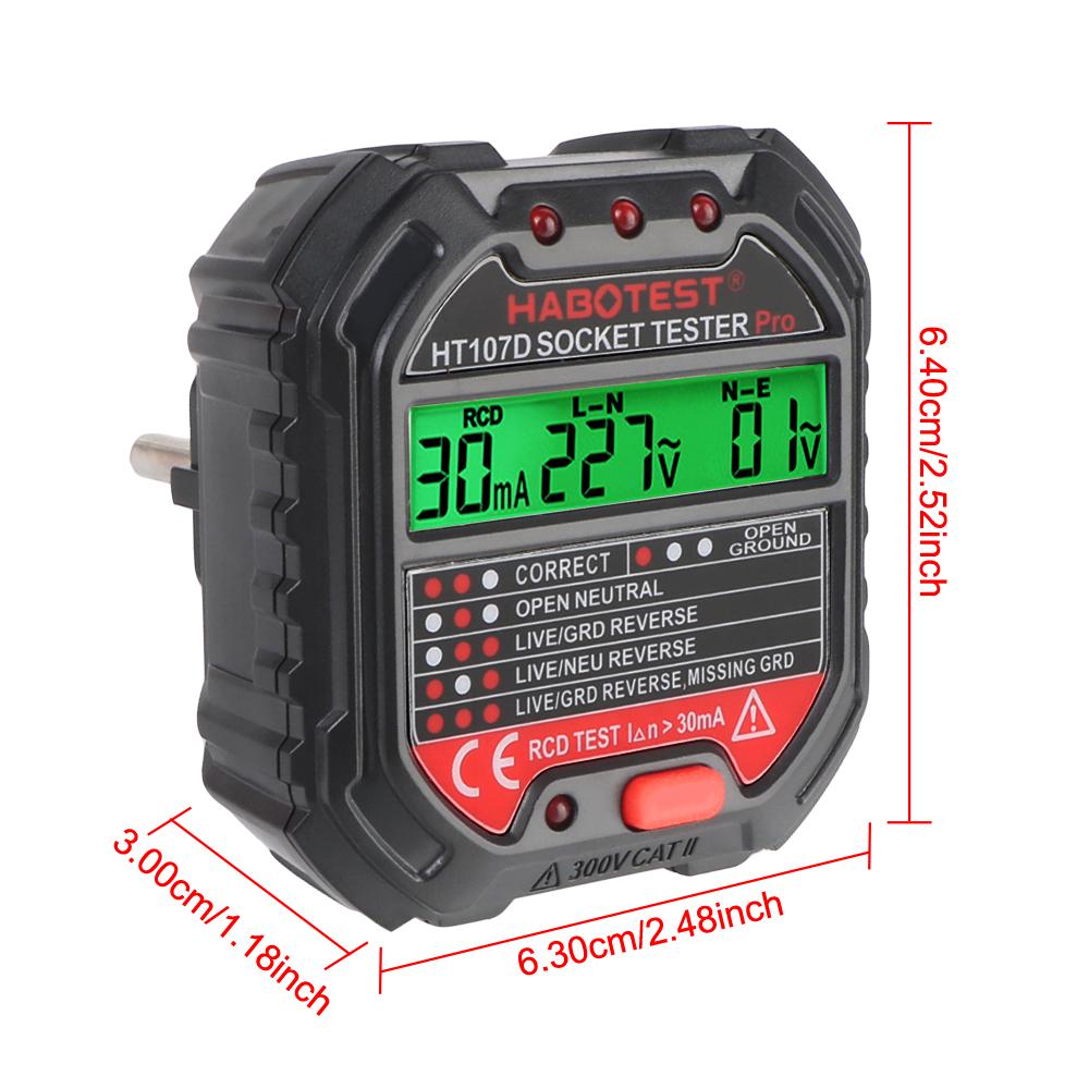 Универсальный RCD GFCI Тестирование Полярности Фазовый Контроль Заземления Вилки US EU Нейтральный Провод Тестер Розетки Переменного Тока Детектор Тестирование Напряжения 90-250 В