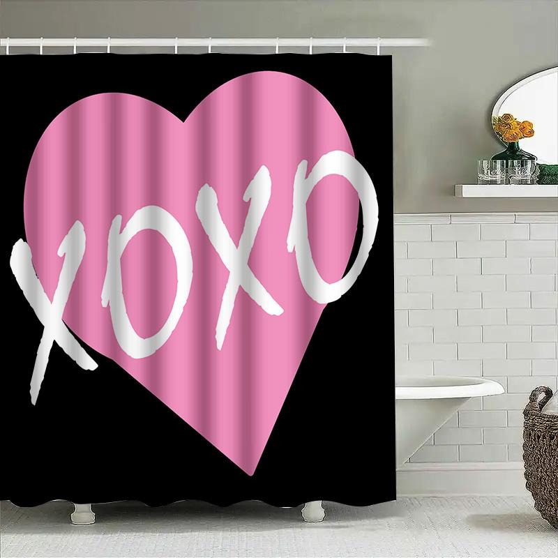Большой набор шторки для душа с принтом Xoxo Love, декор для ванной комнаты для украшения дома, розовый белый, 72 x 78 дюймов