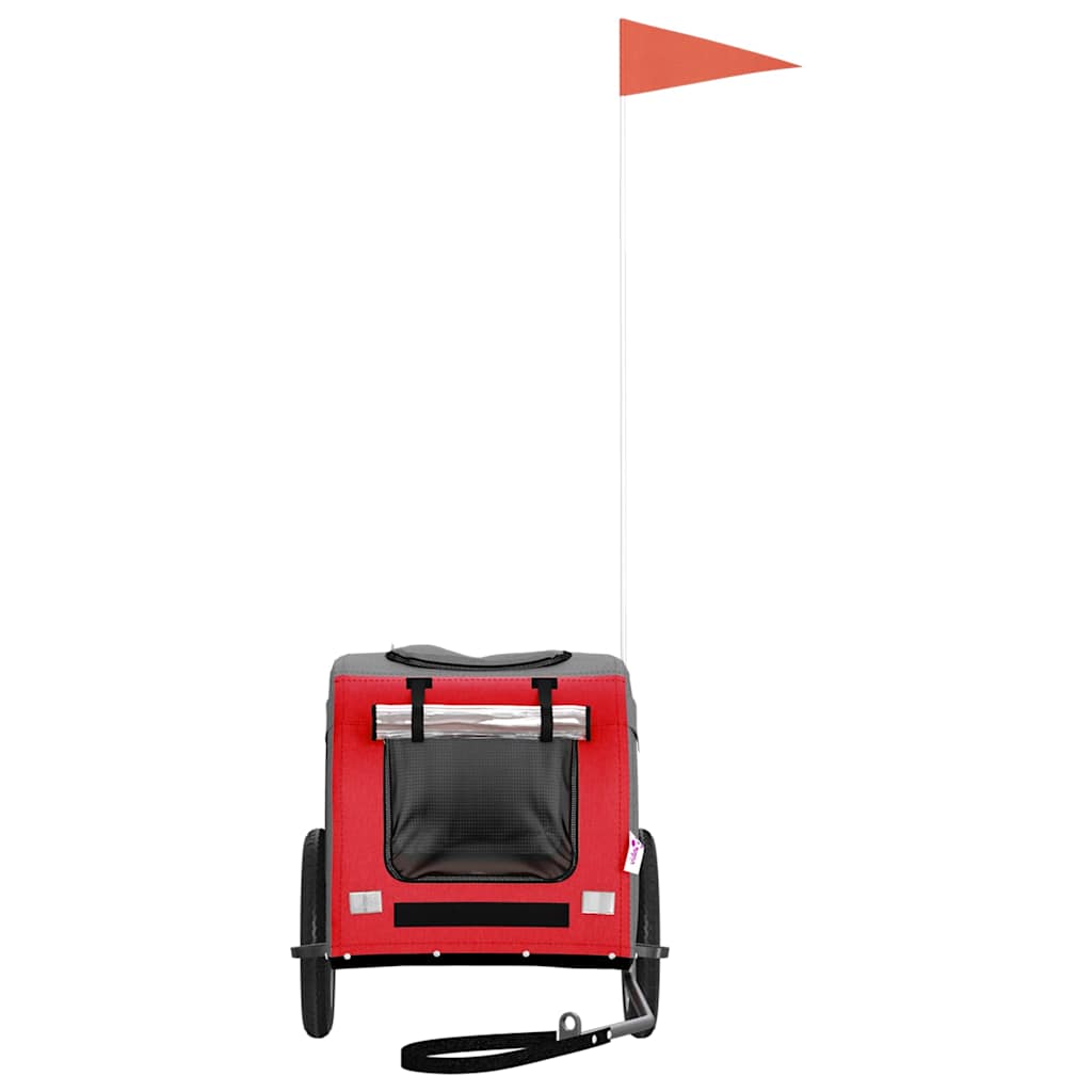 Bicycle Trailer for Dogs Red and Gray Oxford Fabric and Iron