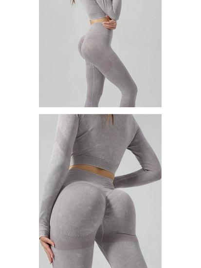 Women's High-Waist Yoga Set: Hip-Lifting Pants & Long-Sleeve Top