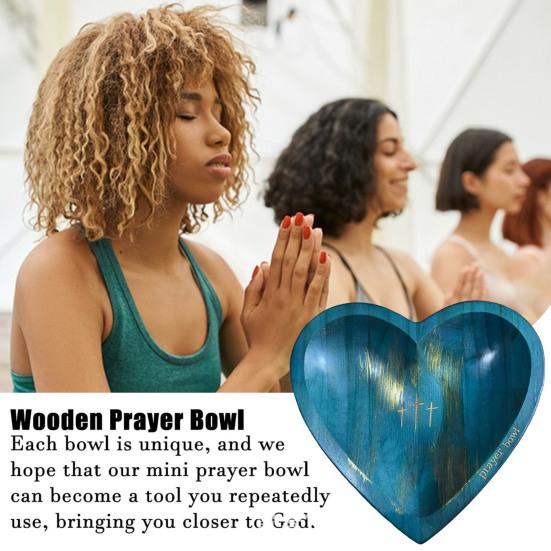 Деревянная молитвенная чаша Yousheng в форме сердца с картой, деревянная чаша ручной работы из теста для молитв и размышлений