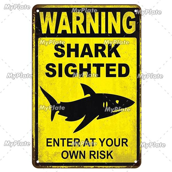 [MaPalte] Винтажный Предупреждающий Металлический Знак Акулы Жестяной Знак Украшение Табличка Домашний Настенный Декор Знак для Бара Домашний Декор Постер Дропшиппинг