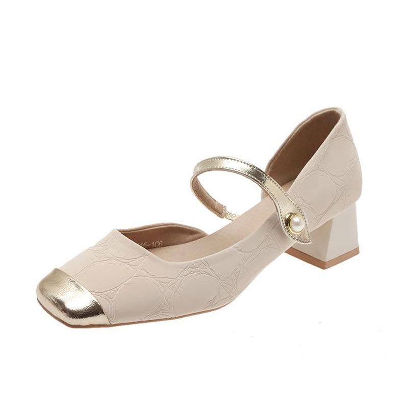 Internet celebrity explosion fairy style color matching Mary Jane shoes girl 2025 spring new versatile word with small fragrant style single shoes