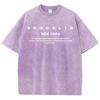 Brooklyn Nyu-York Sloganli Yozgi Vintage Yuvilgan O'ziga Xoslik Paxtali Futbolka Normcore Dumaloq Bo'yin Qisqa Yengli