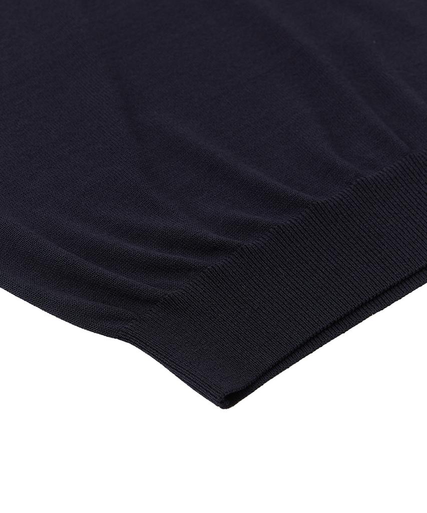 VERNO 26Ssll Open Collar Knit Navy