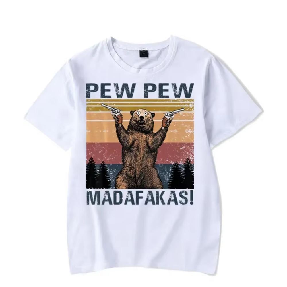 Мужская футболка Pew Pew Madafakas Kawaii Футболка Мужская Женская Футболка Забавная Графическая Футболка с Медведем Футболки Оверсайз Футболка Харадзюку