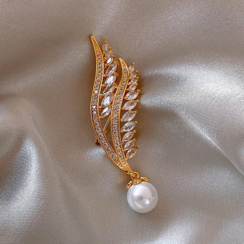 Wheat Ear Pearl Brooch Luxury Anti-Light Design Sense Niche Suit With Accessories Exquisite High-End Women'S Brooch Pin