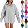 Women's Fashion Casual Solid Color Hooded Sweatshirt Long Sleeve Drawstring Pullover Sweatshirt
