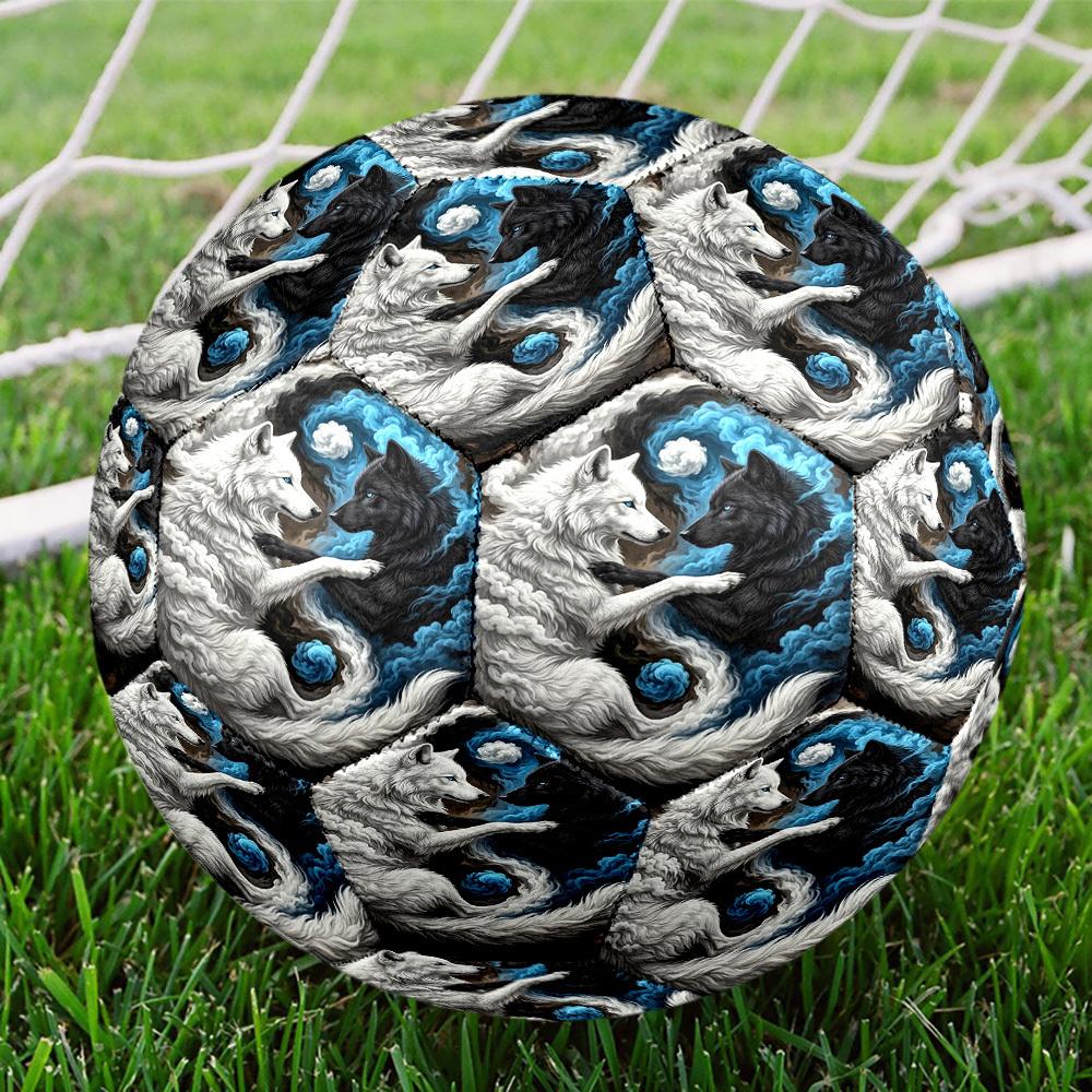 1pc Yin Yang Wolves Theme Soccer Ball Football, Size 5, Lightweight PVC, Outdoor Training Soccer Ball,Gift c6574