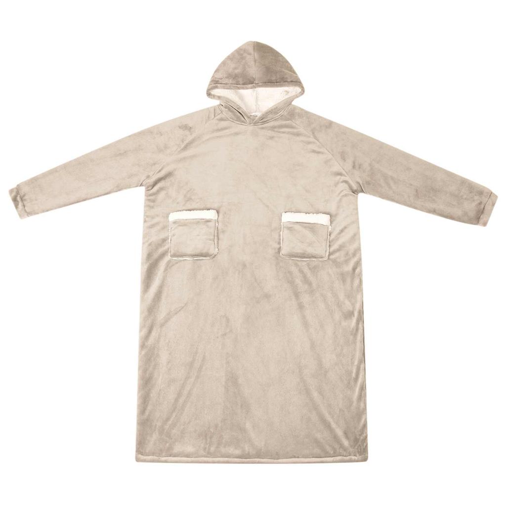 Blanket Hoodie Beige L Fleece and Flannel