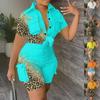 2023 Summer Women's 3D Pocket Short-Sleeve Printed Shorts Set