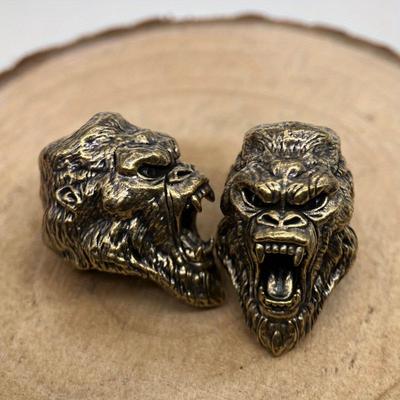 Ревущая Горилла Латунная Бусина для Ножа EDC Аксессуары для Отдыха на Природе DIY Плетеный Темляк Подвеска Ювелирные Изделия Панк Браслет Шармы