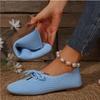 2024 Spring New Womens Round Toe Flats Casual Lace Up Women Shoes Solid Color Mesh Shallow Mouth Slip-On Mocasines Large Size