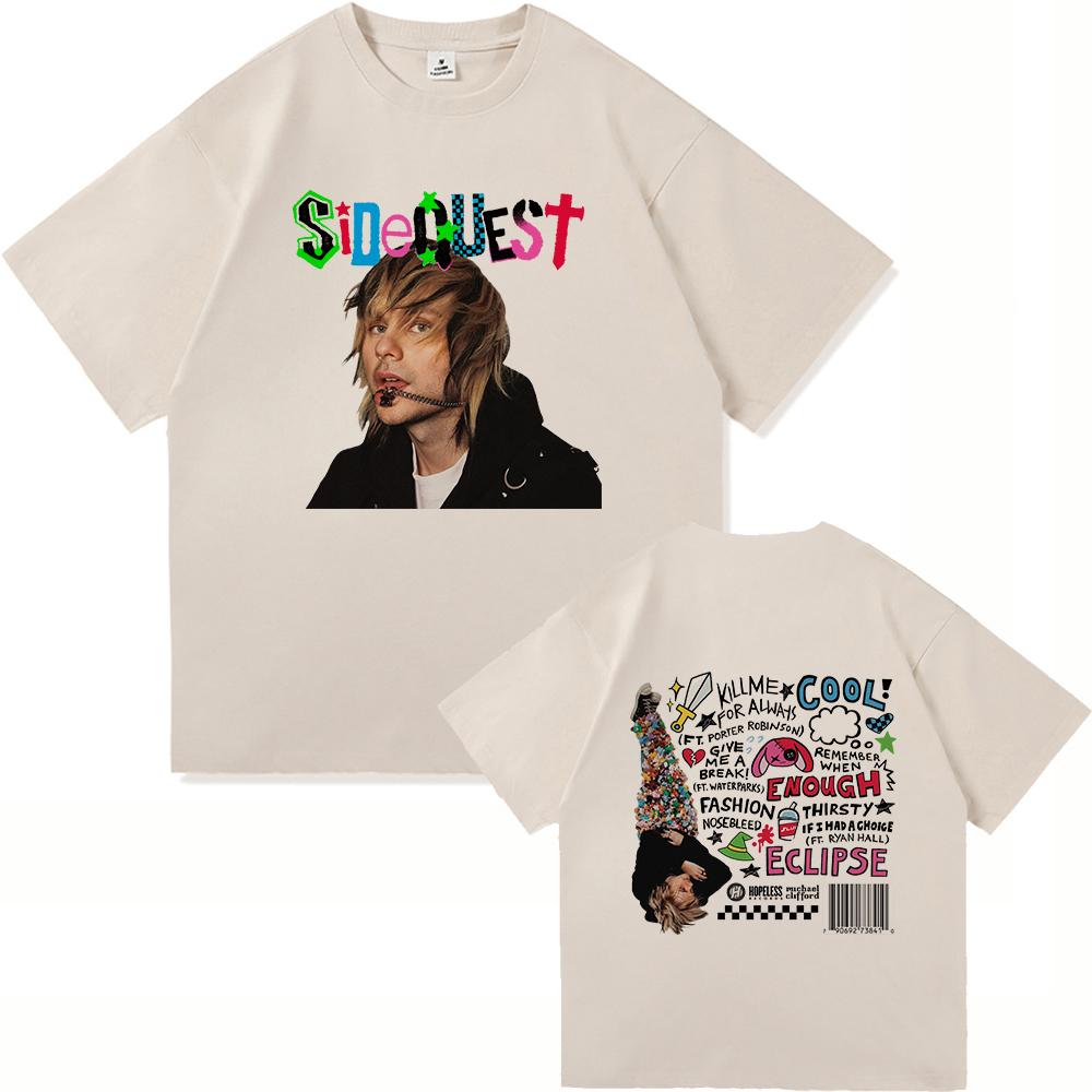 2026 SpringSummer Michael Clifford SIDEQUEST UnisexsWomens Clothing Retro Harajuku HighQuality Cotton TShirts