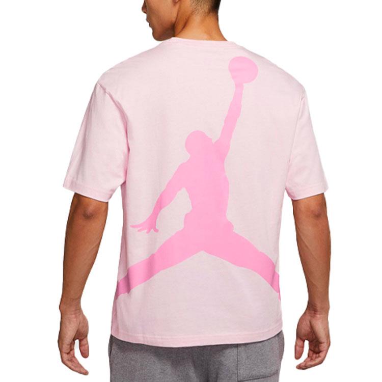 Jordan T Shirts Men's Pink Crew Neck Moderate Straight Fit DR9621-603