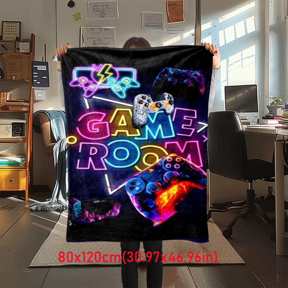 1Pc Game Room Print Flannel Blanket, High quality Digital Printing, Comfortable for All Seasons, Home DecorGifts821021
