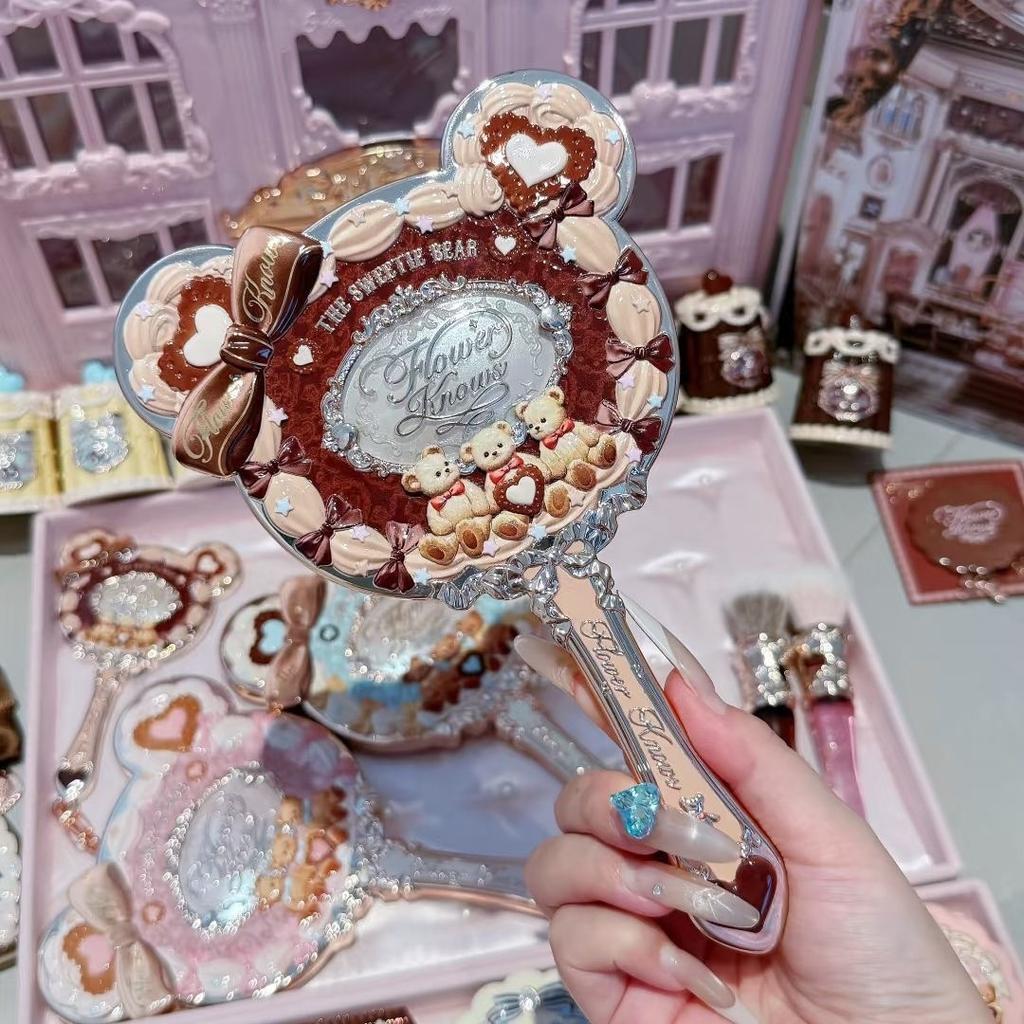 Flower Knows Коллекция Милый Мишка Зеркало в Руке 3 Типа Изысканное Рельефное Зеркало для Макияжа Милый HD Зеркало для Макияжа