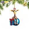 Christmas Pendant Home Decoration Christmas Hanging Cartoon Giraffe Pattern Christmas Tree Hanger Car Hanging Festive Supply