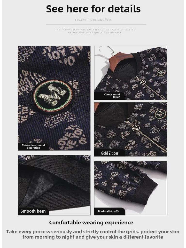 Женский кардиган на молнии в корейском стиле с принтом - Весенне-осенняя куртка с длинным рукавом и воротником-стойкой