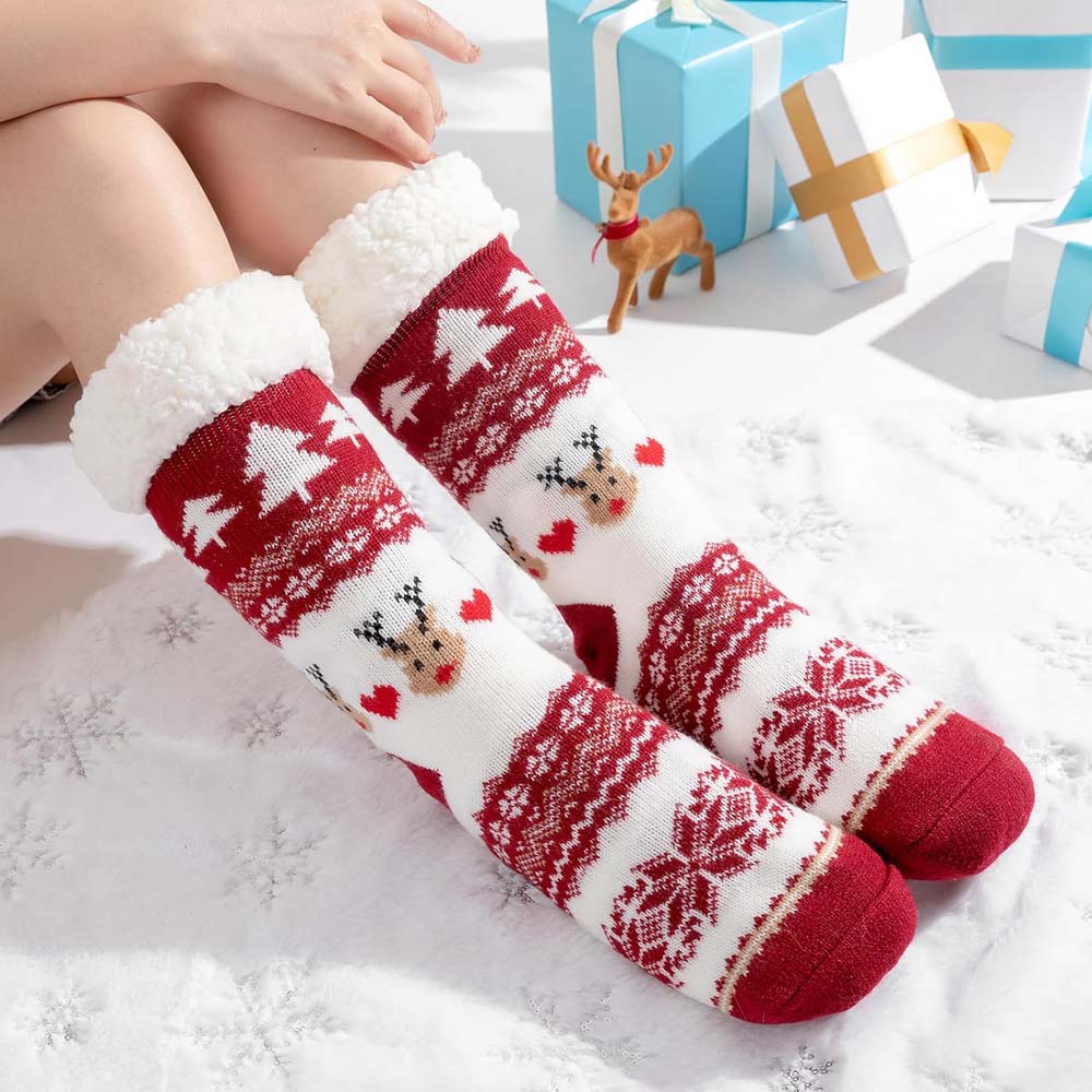 Christmas Thermal Slipper Socks Thick Warm Anti Slip Winter Cosy Bed Floor Socks