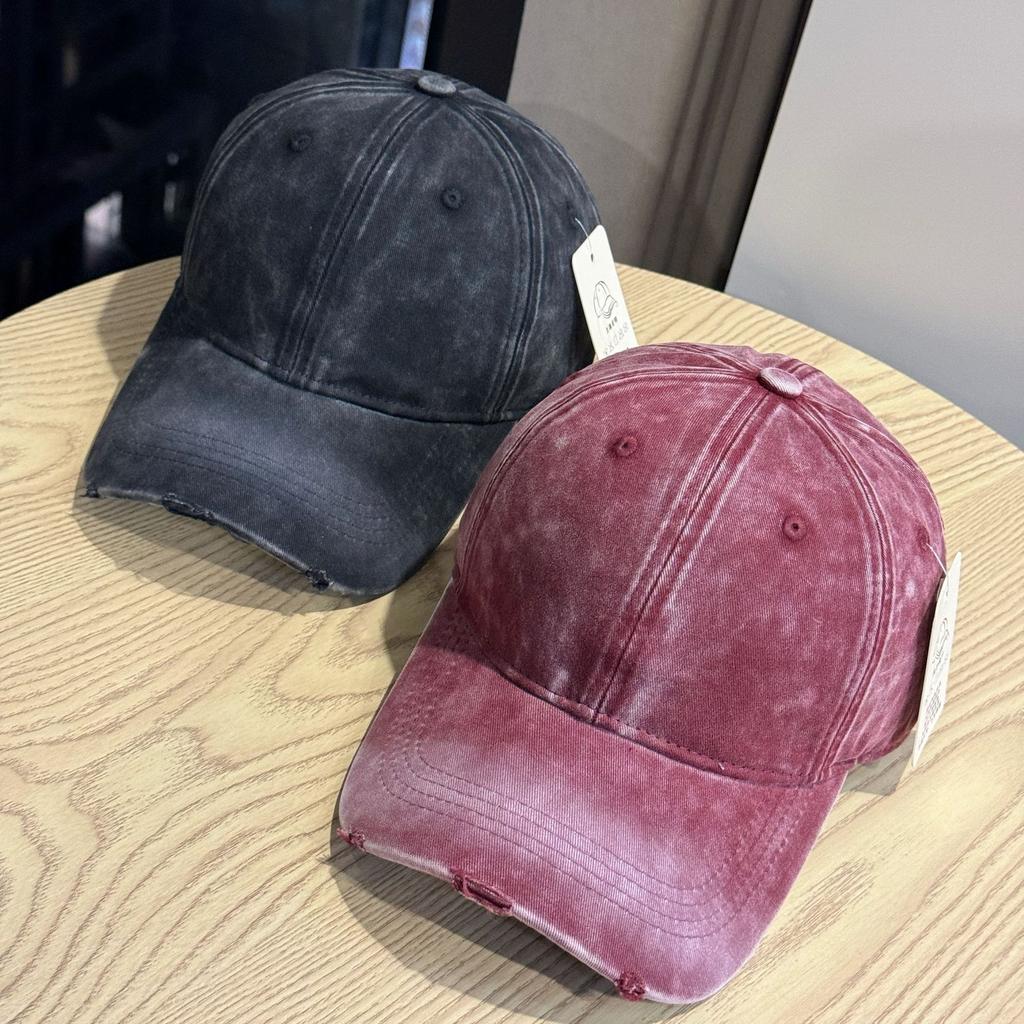 Autumn Personalized Frayed Soft Top Baseball Hat for Men and Women New Versatile Large Head Circumference Showing Face Small Gradient Peaked Hat Trend