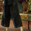 Women Vintage Patchwork Color Straight Pants Elastic Waist Spring Trousers Loose Women Pants