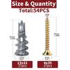 54pcs Prevent Loose Heavy Duty Metal Wall Screws Fastening Wall Screws Set  Professional Use